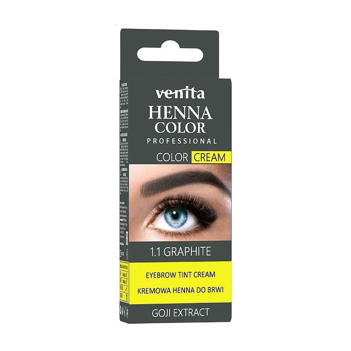 Крем-фарба для фарбування брів Venita Professional Henna Color Cream Eyebrow Tint Cream з екстрактом годжі, 1.1 Graphite, 30 г
